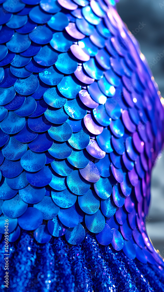 Obraz premium close- iridescent blue sequins on fabric