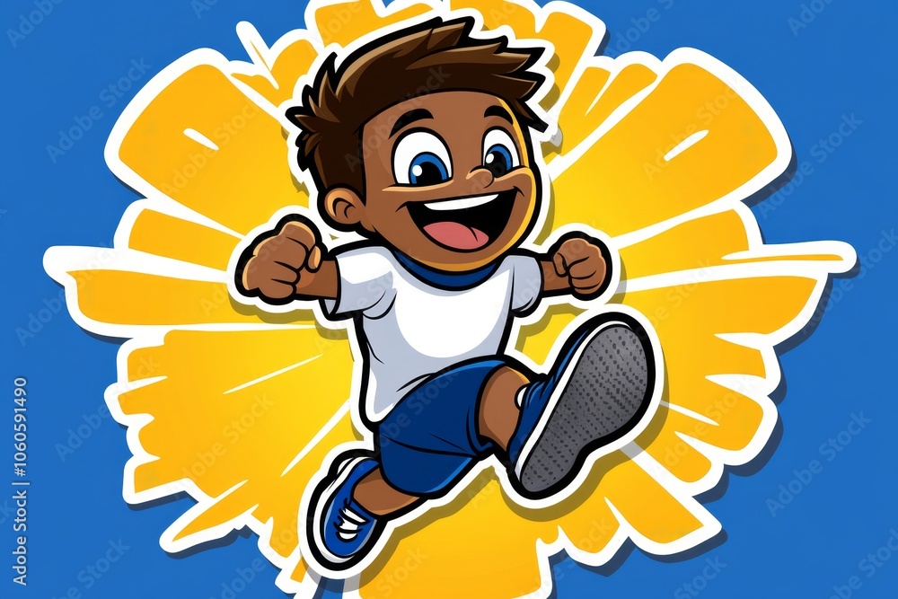 a 2D cartoon illustration of a person jogging in the morning light fresh start white background a 2D cartoon illustration of a person jogging in the morning light fresh start white background