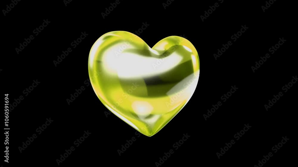 Animation yellow balloon heart shape on black background. Animation yellow balloon heart shape on black background.