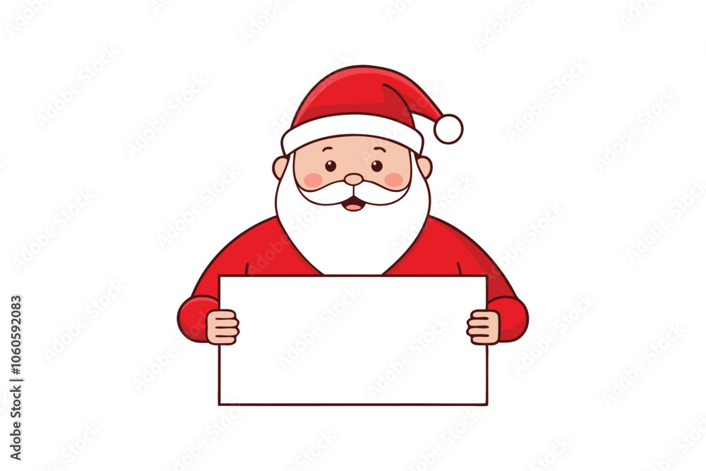 Santa Claus Holding a Blank Sign Vector: Jolly Christmas Illustration for Holiday Messages, Announcements, and Festive Greetings Santa Claus Holding a Blank Sign Vector: Jolly Christmas Illustration for Holiday Messages, Announcements, and Festive Greetings