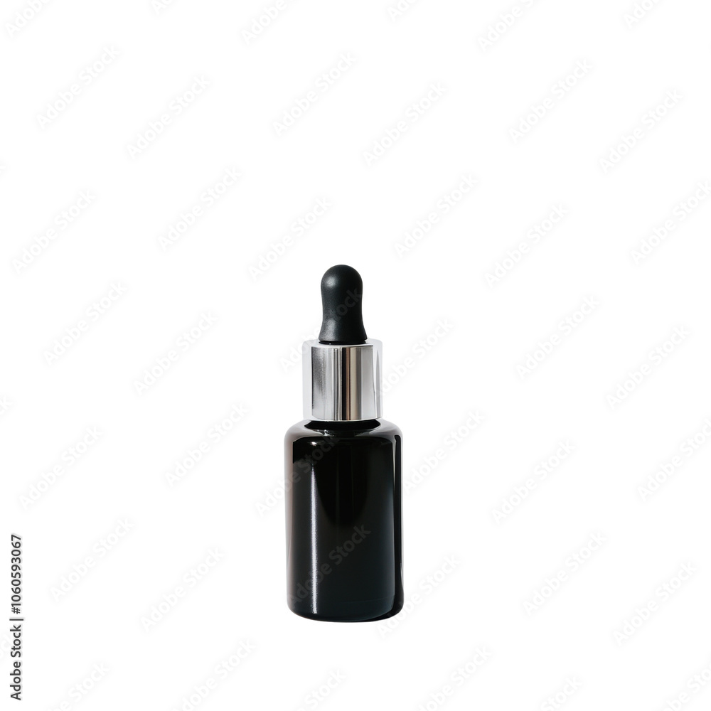 Black dropper bottle on a white isolated background. Black dropper bottle on a white isolated background.