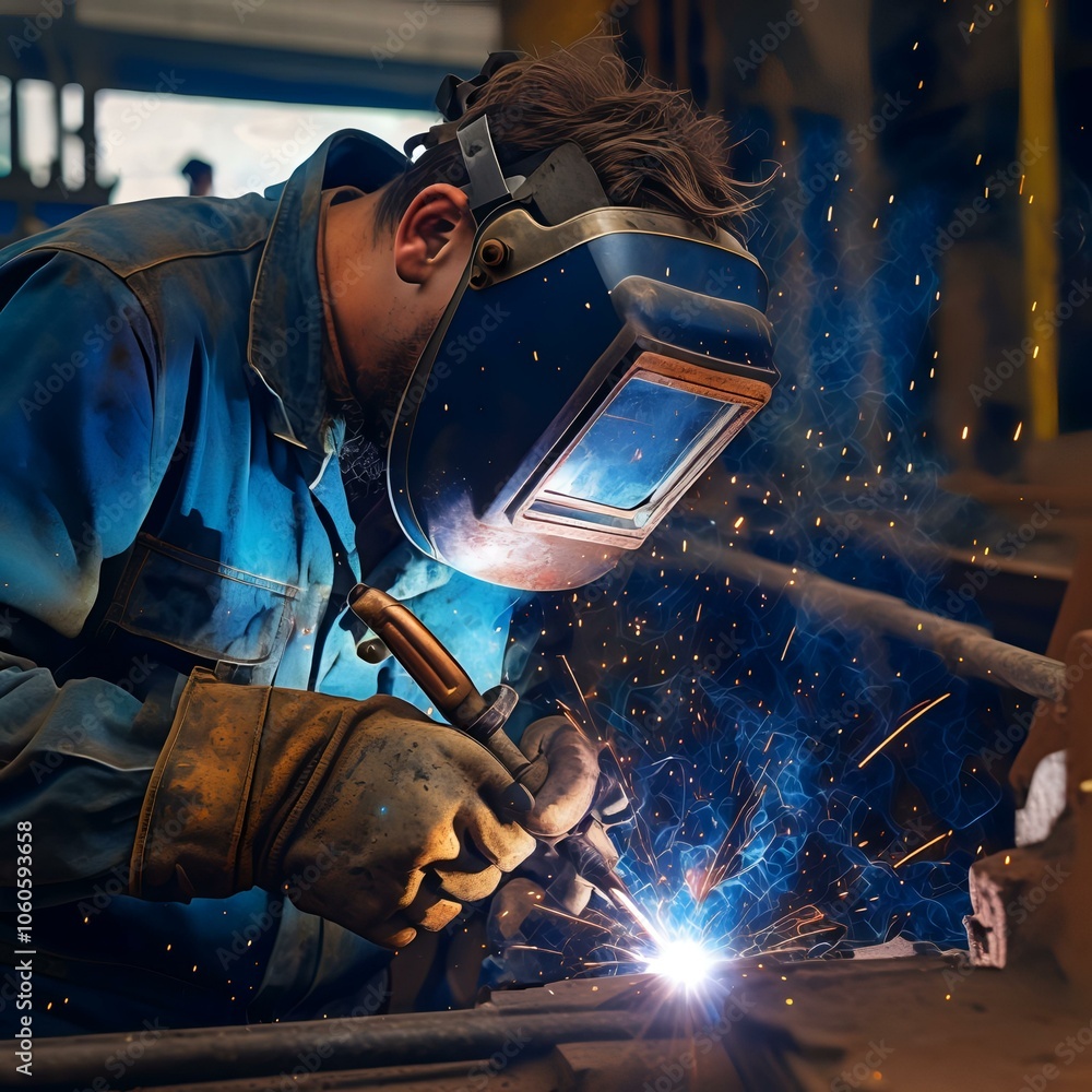 worker welding steel worker welding steel