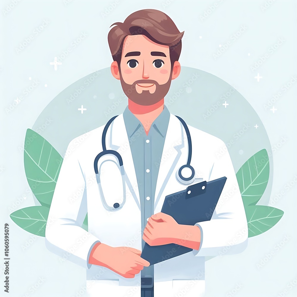 A doctor with a stethoscope is holding a clipboard A doctor with a stethoscope is holding a clipboard