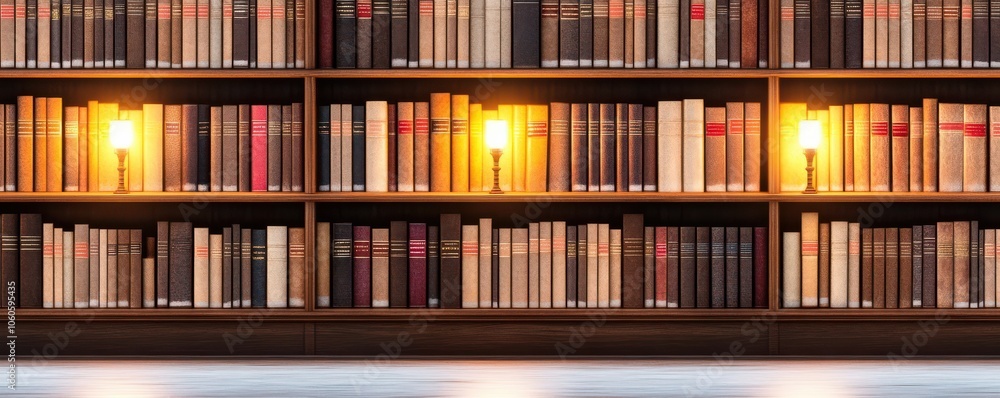 A cozy library interior showcasing a wooden bookshelf filled with various books, illuminated by warm candle light. A cozy library interior showcasing a wooden bookshelf filled with various books, illuminated by warm candle light.
