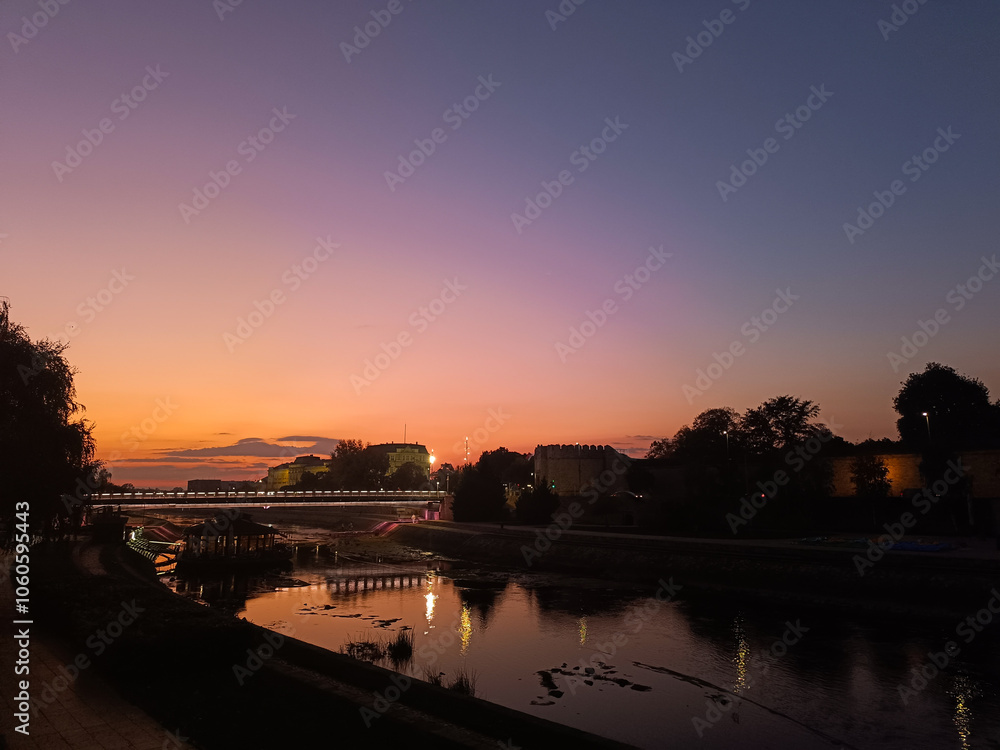 Fototapeta premium sunset over the river