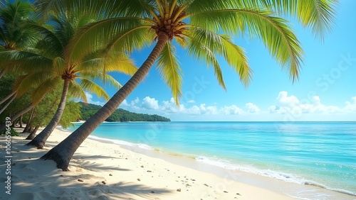 Tropical beach scene, sunny and pristine