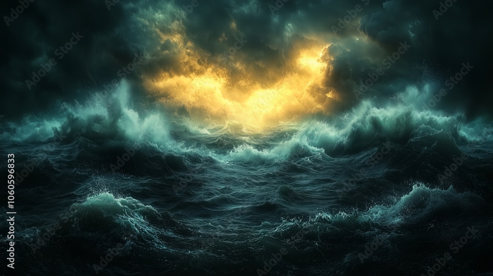 Dramatic Stormy Sky Over Open Sea Dramatic Stormy Sky Over Open Sea