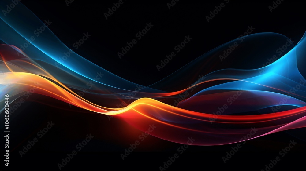 Colorful Abstract Waves on Dark Background Colorful Abstract Waves on Dark Background
