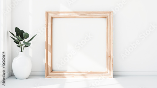 light wood frame against a white wall