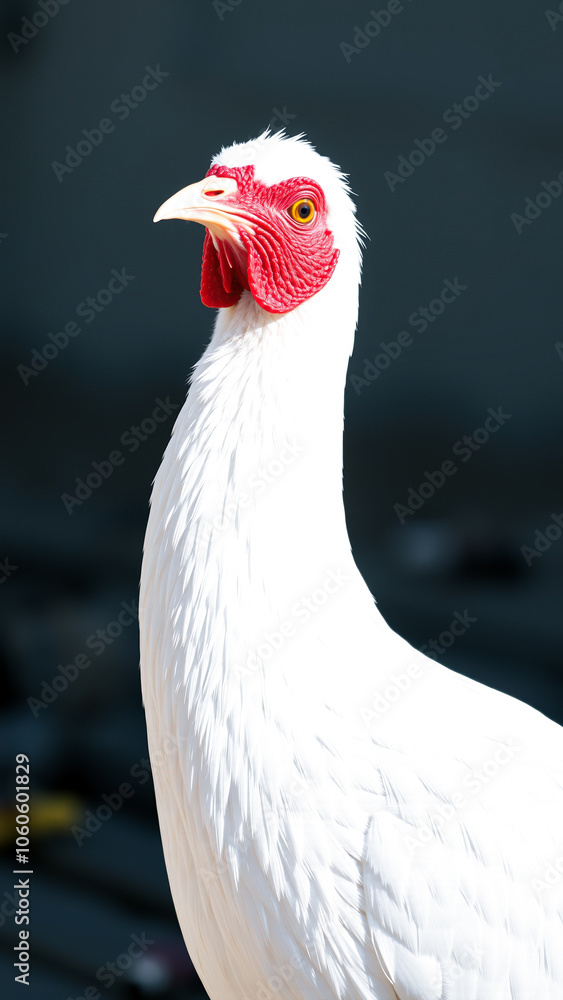 Naklejka premium white bird with a bright red wattle