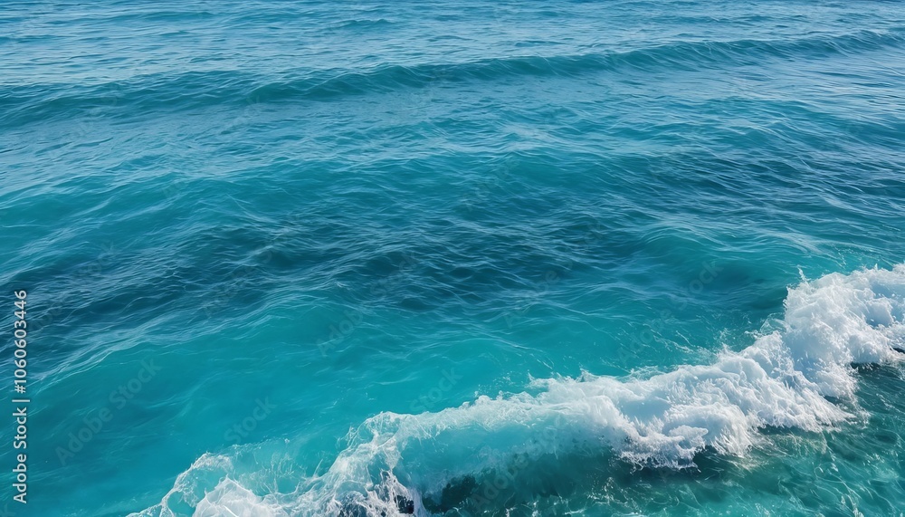 Calm Blue Ocean Waves With Gentle White Foam On A Clear Sunny Day Under A Blue Sky Calm Blue Ocean Waves With Gentle White Foam On A Clear Sunny Day Under A Blue Sky