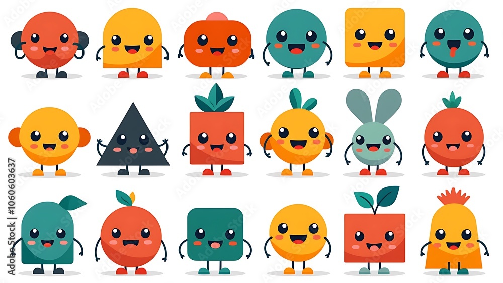 Obraz premium cute emoji characters, 3d cartoon emojis, adorable smiling faces, happy emoji icons, cartoon character faces