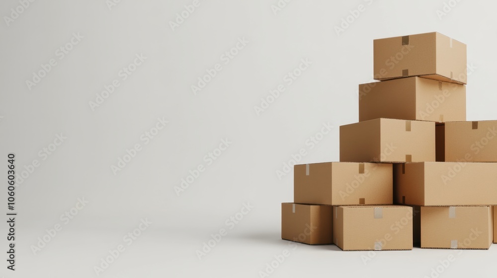Boxes are stacked neatly in a minimalist space for efficient storage solutions Boxes are stacked neatly in a minimalist space for efficient storage solutions