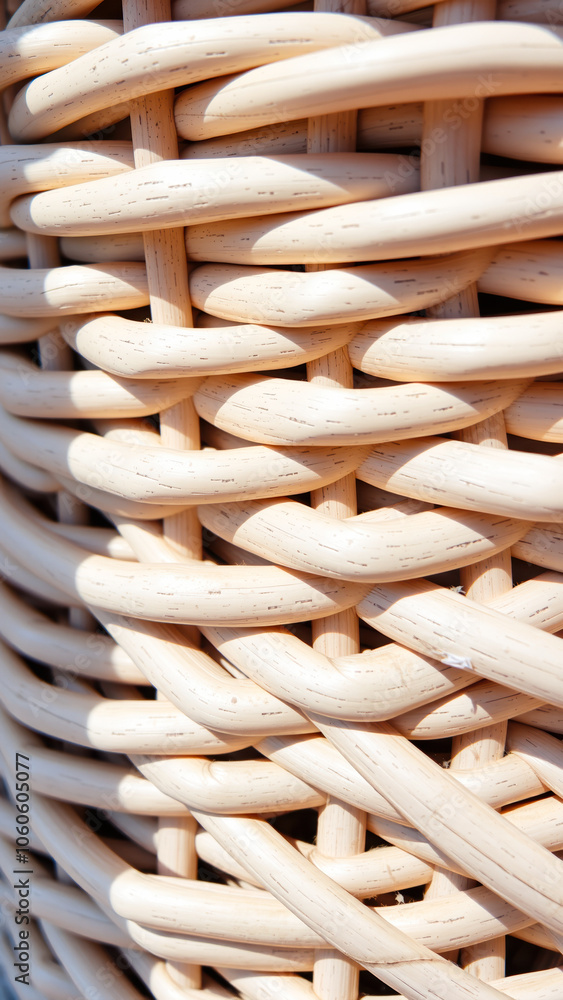 close- view a woven rattan close- view a woven rattan