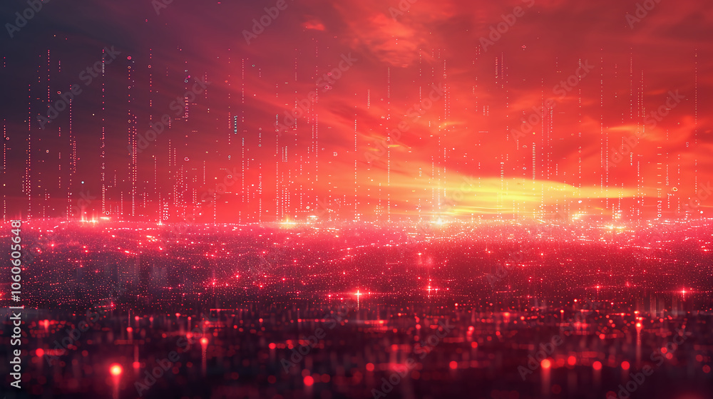 Futuristic Red Digital City with Glowing Lights and Grids
Futuristic Red Digital City with Glowing Lights and Grids