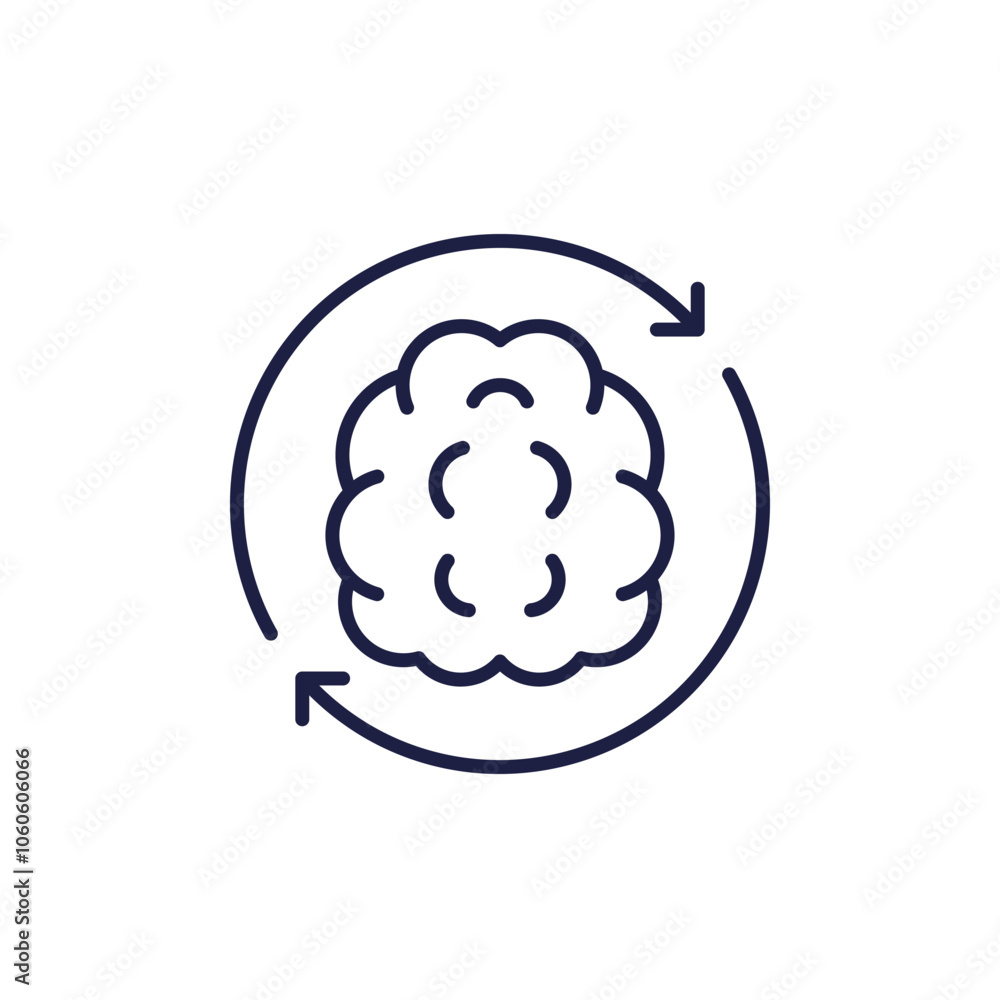Fotografie change mindset line icon with brain and arrows