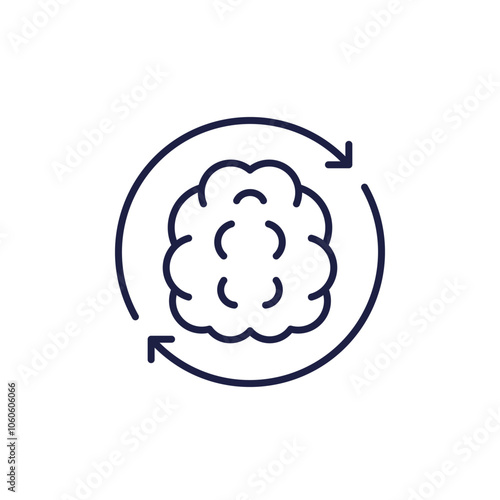 change mindset line icon with brain and arrows