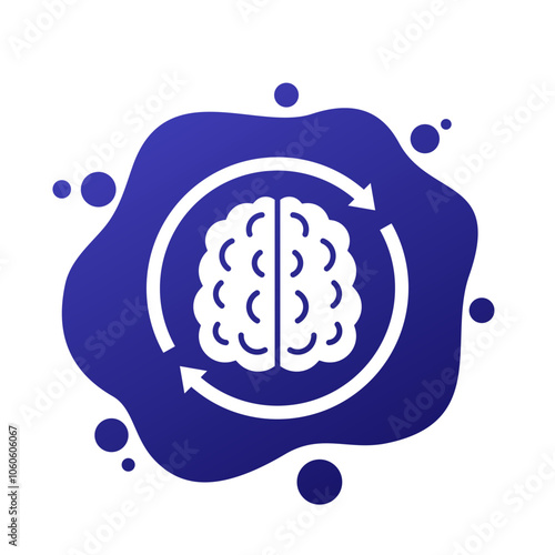 change mindset icon with a brain, vector