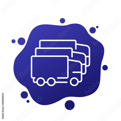 commercial fleet icon with trucks in line design