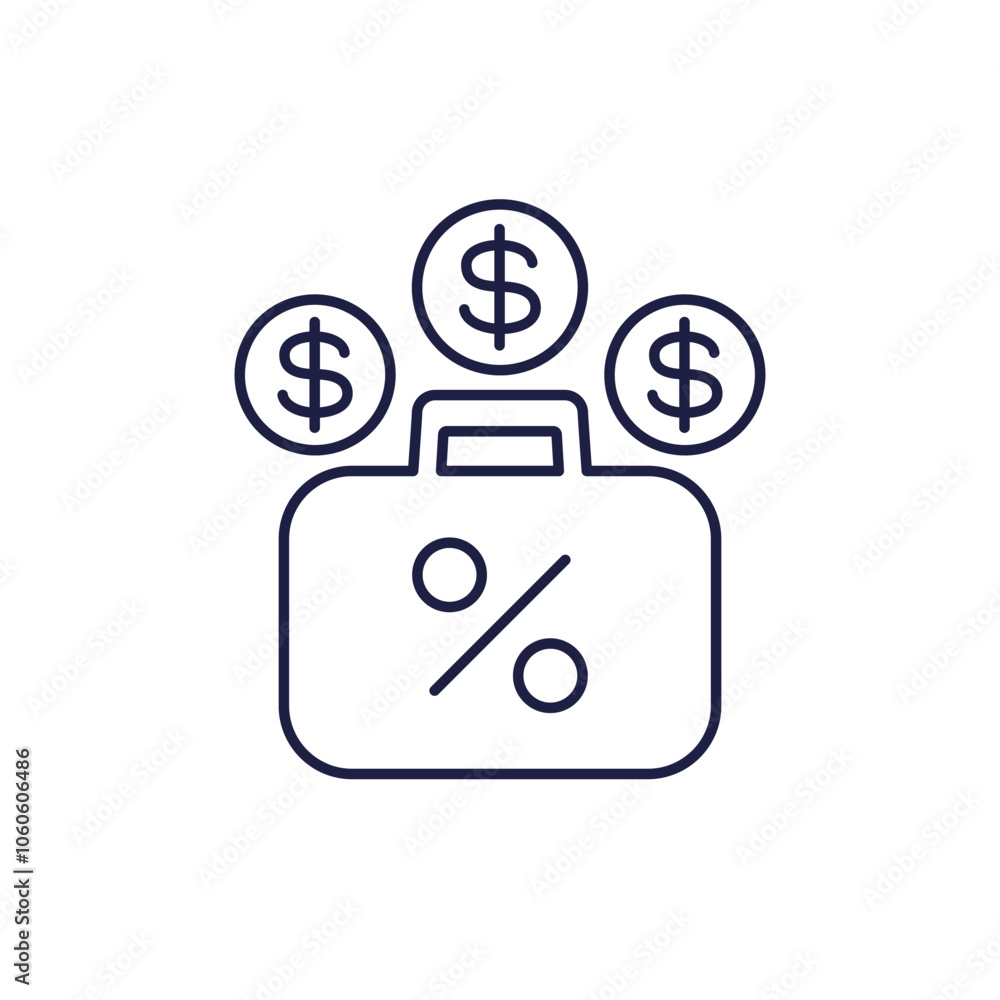 Fotografie loan portfolio line icon on white
