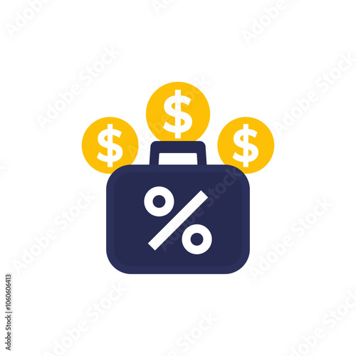 loan portfolio icon on white, flat vector design