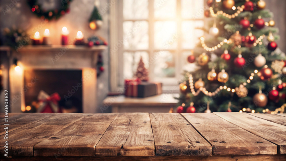 empty-wooden-table-with-christmas-theme-in-background empty-wooden-table-with-christmas-theme-in-background
