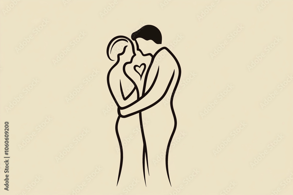 A line illustration of couple generated by AI A line illustration of couple generated by AI