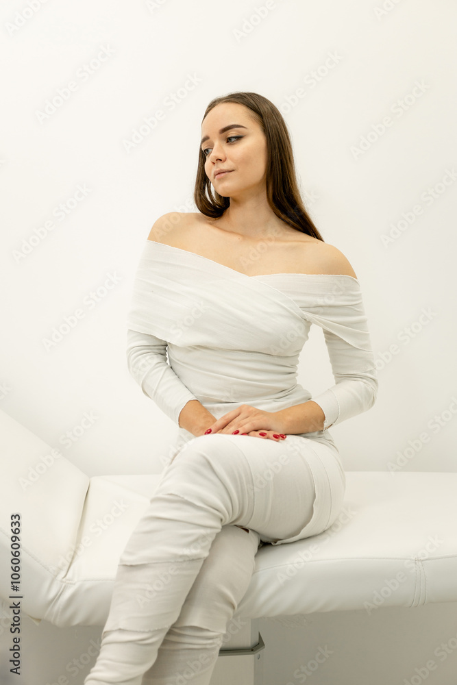 The girl during the cosmetic procedure of wrapping. Anti-cellulite procedure-STYX wrap The girl during the cosmetic procedure of wrapping. Anti-cellulite procedure-STYX wrap