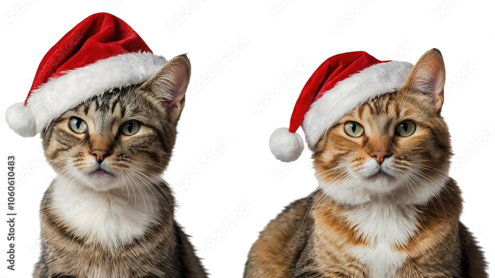 cat wearing santa hat on transparent isolated background (PNG) cat wearing santa hat on transparent isolated background (PNG)