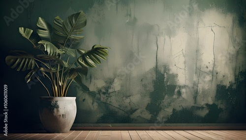 Grungy background for photography for advertising including a big plant pot photo