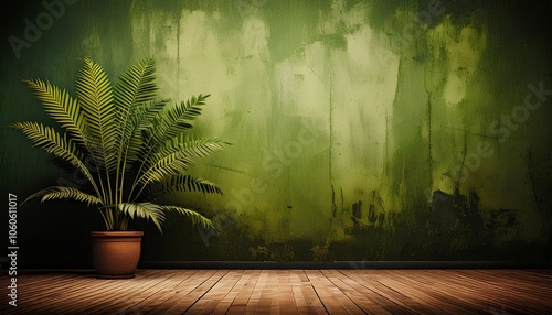 green room  Grungy background for photography for advertising including a big plant pot