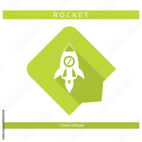 Design icon. Rocket icon symbol in flat. Rocket symbol design in flat with shadows. Stock vector.