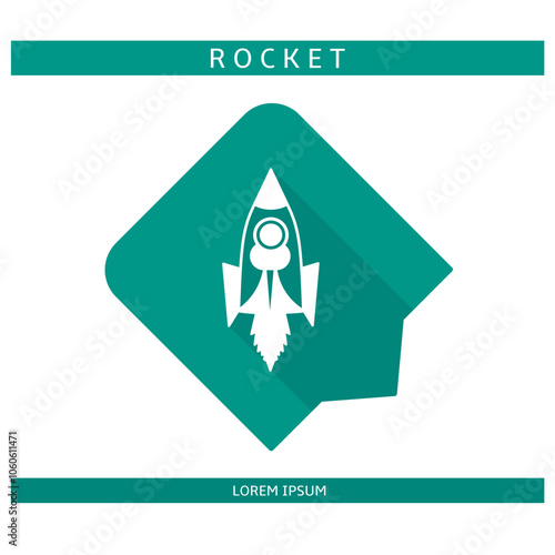 Design icon. Rocket icon symbol in flat. Rocket symbol design in flat with shadows. Stock vector.