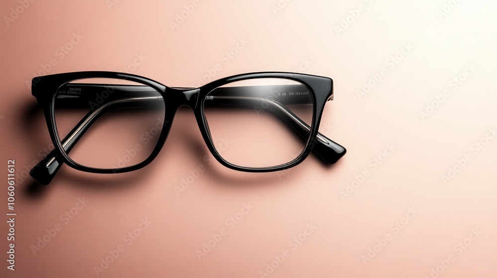 A pair of classic black-framed eyewear lies against a neutral backdrop, merging timeless style with a modern, understated look, embodying clarity. A pair of classic black-framed eyewear lies against a neutral backdrop, merging timeless style with a modern, understated look, embodying clarity.