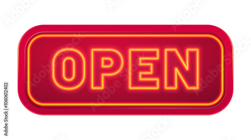 Open sign with glowing line in red color