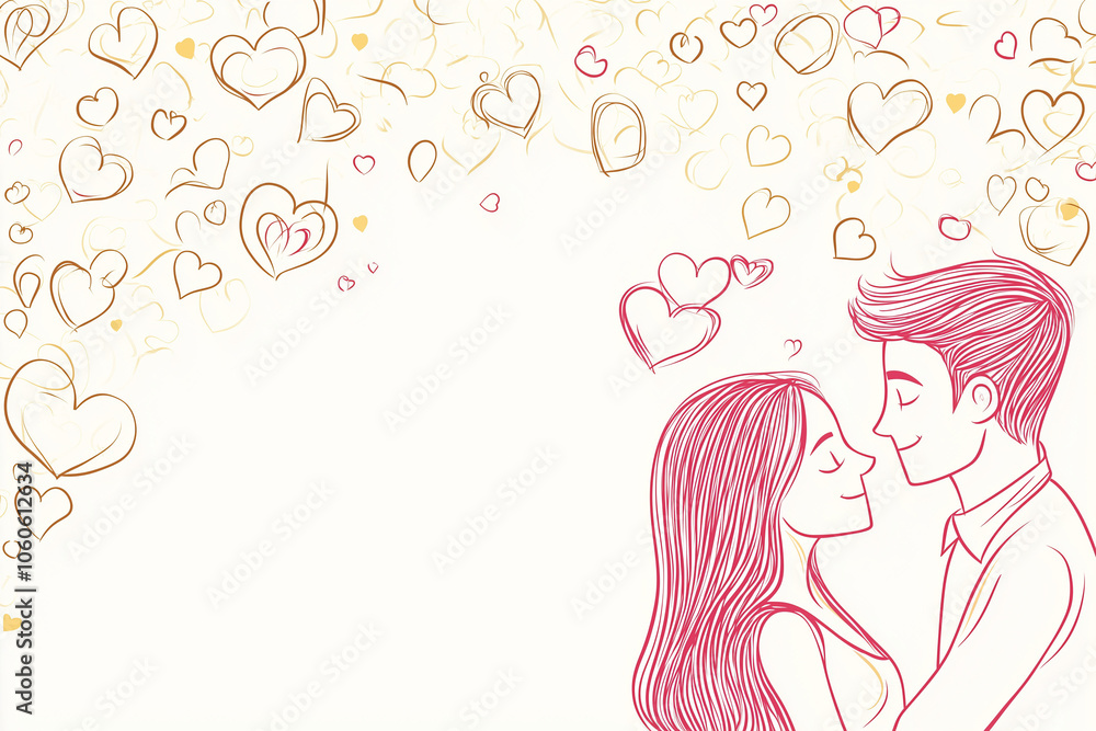 A line illustration of couple generated by AI A line illustration of couple generated by AI
