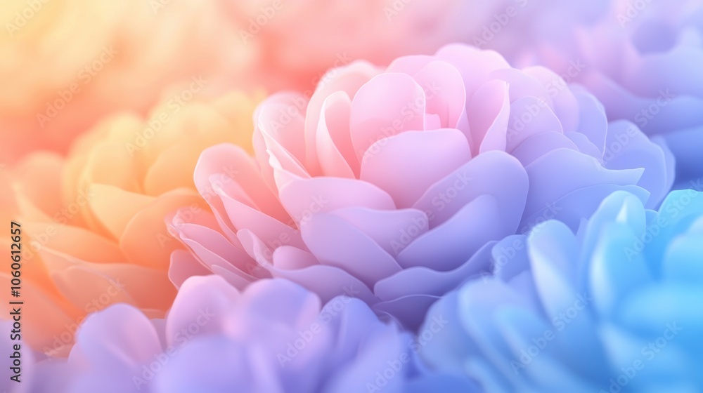 Fototapeta premium Soft Blooming Flowers in Pastel Colors