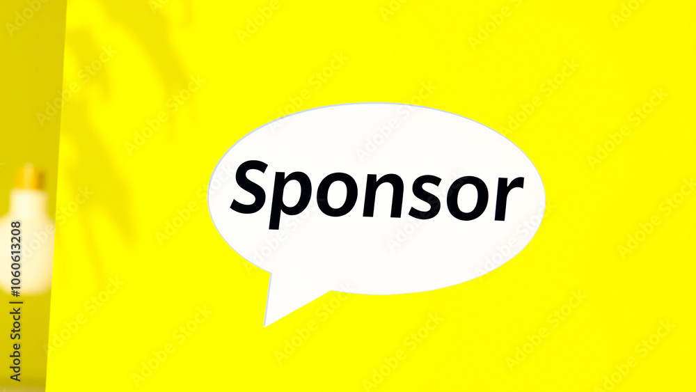 white speech bubble with the word sponsor on a yellow background white speech bubble with the word sponsor on a yellow background