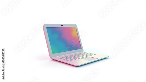 Gray laptop on a white background.