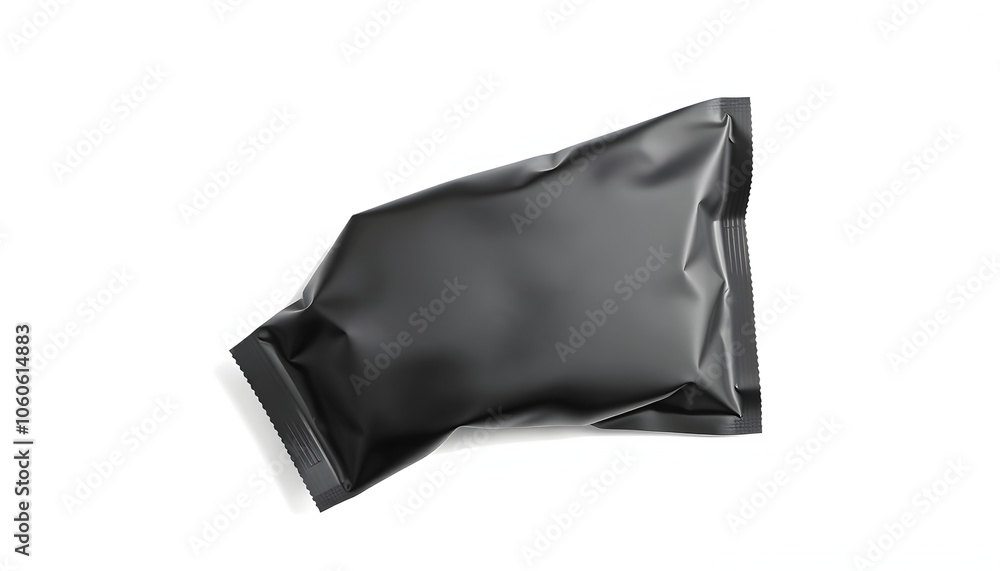 Blank black white sachet packet mockup, isolated, top view isolated with white highlights, png Blank black white sachet packet mockup, isolated, top view isolated with white highlights, png
