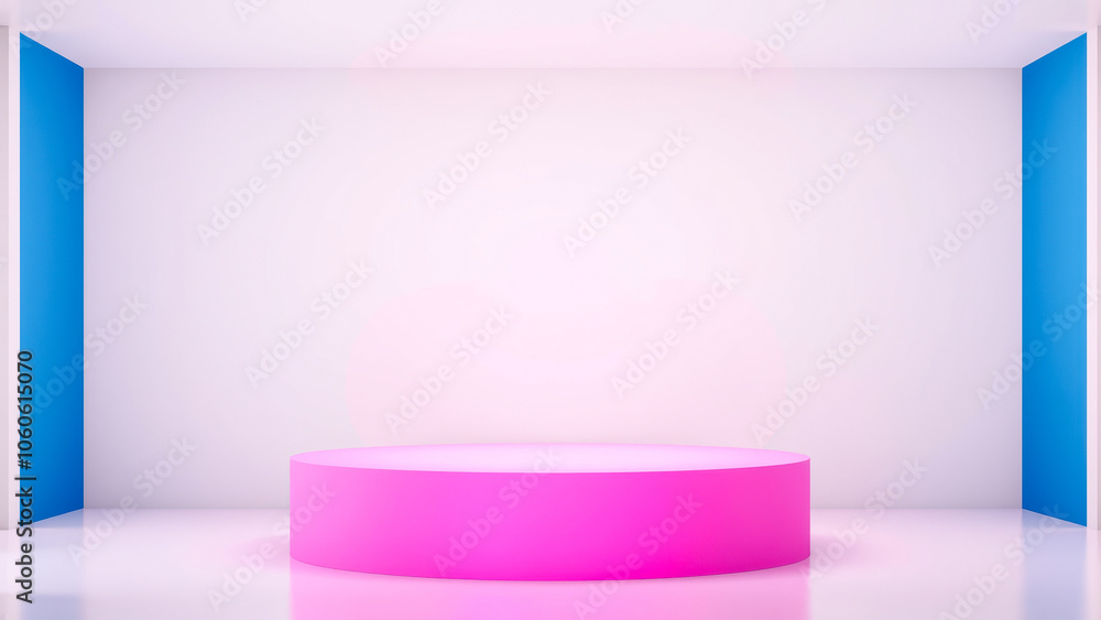 minimalist white room with a pink platform minimalist white room with a pink platform