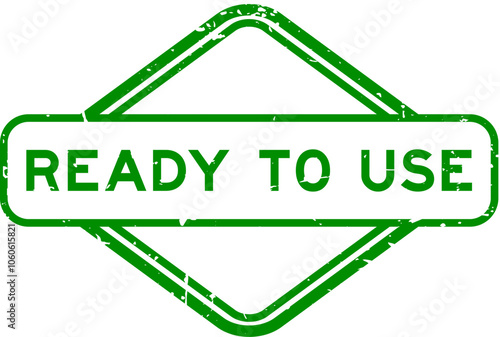 Grunge green ready to use word rubber seal stamp on white background