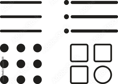 Menu bar flat icon set. Website navigation menu 