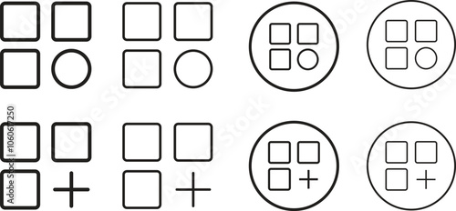 Menu bar flat icon set. Website navigation menu 
