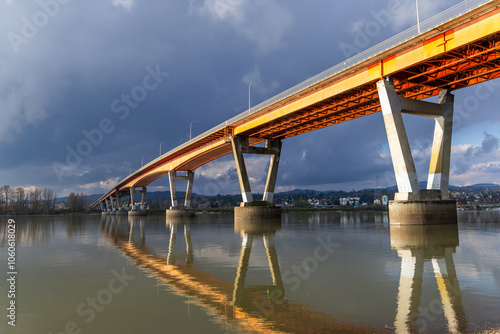 Stunning Bridge Over Fraser River in Mission, BC, Canada