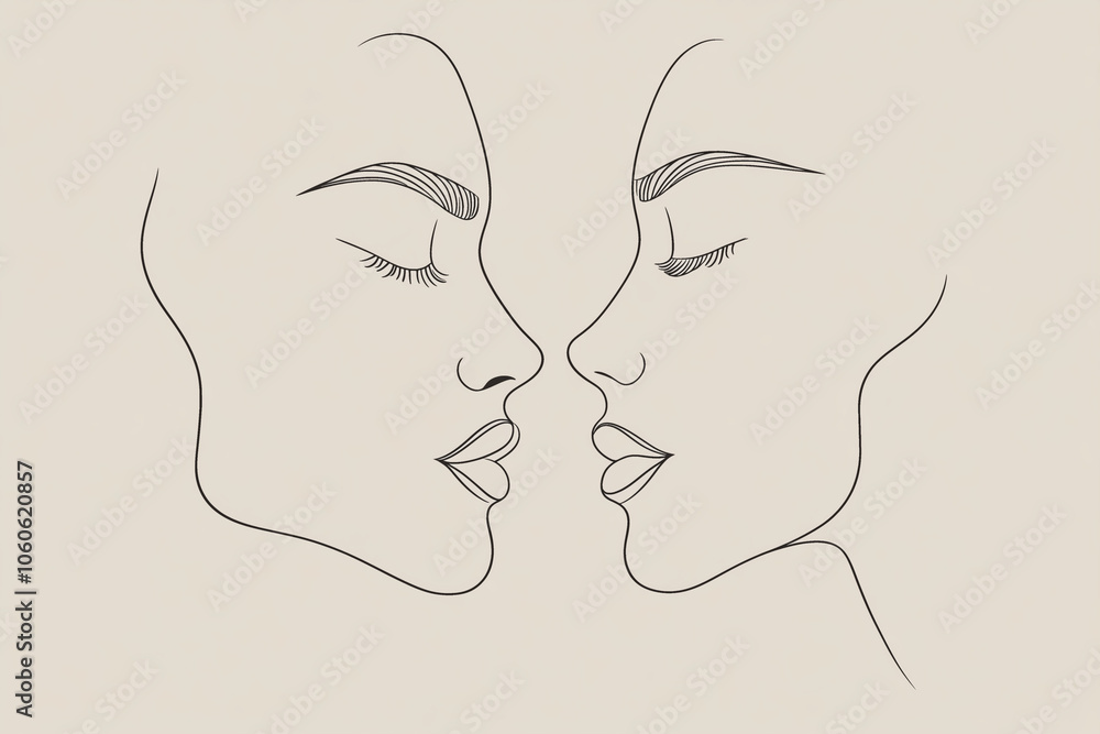 A beautiful line illustration of a couple with vibrant colors generated by AI A beautiful line illustration of a couple with vibrant colors generated by AI