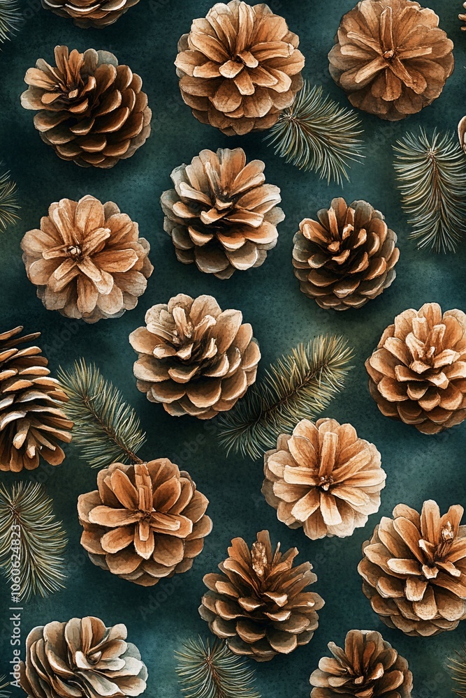 Nature's beauty pine cones and evergreen branches creating a serene forest atmosphere with a touch of rustic elegance Nature's beauty pine cones and evergreen branches creating a serene forest atmosphere with a touch of rustic elegance