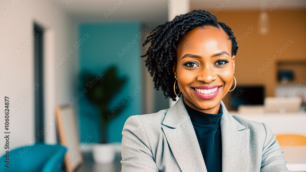 young woman with a warm smile a modern interior young woman with a warm smile a modern interior