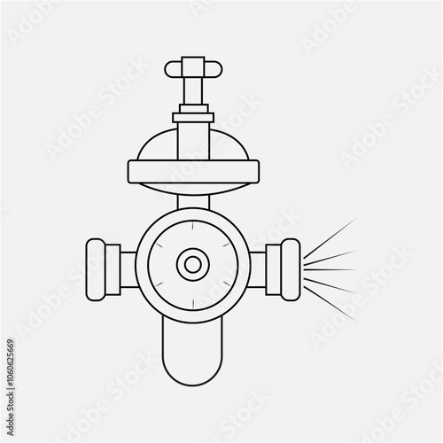 Water Pressure Measuring Machine Line Art Vector for Accurate Fluid Control