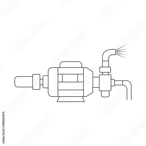 Electric Water Pump Line Art Vector Illustration for Industrial and Home Use